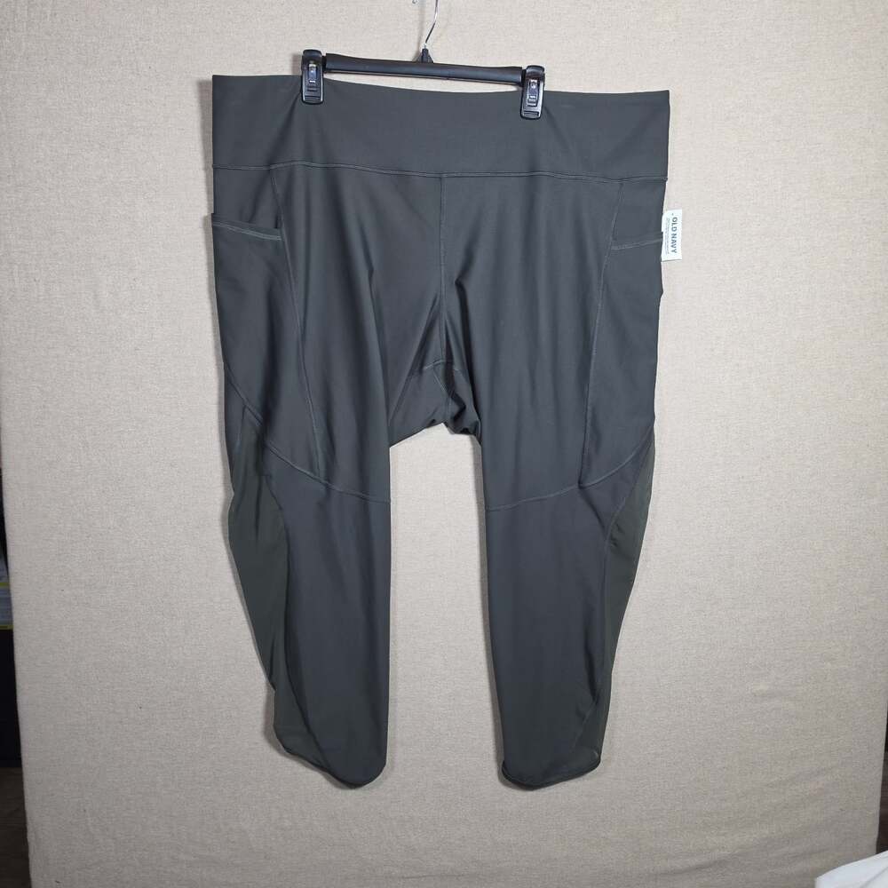 Old Navy Womens 4X Black PowerSoft Side-Pocket High-Rise Cropped Leggings mesh